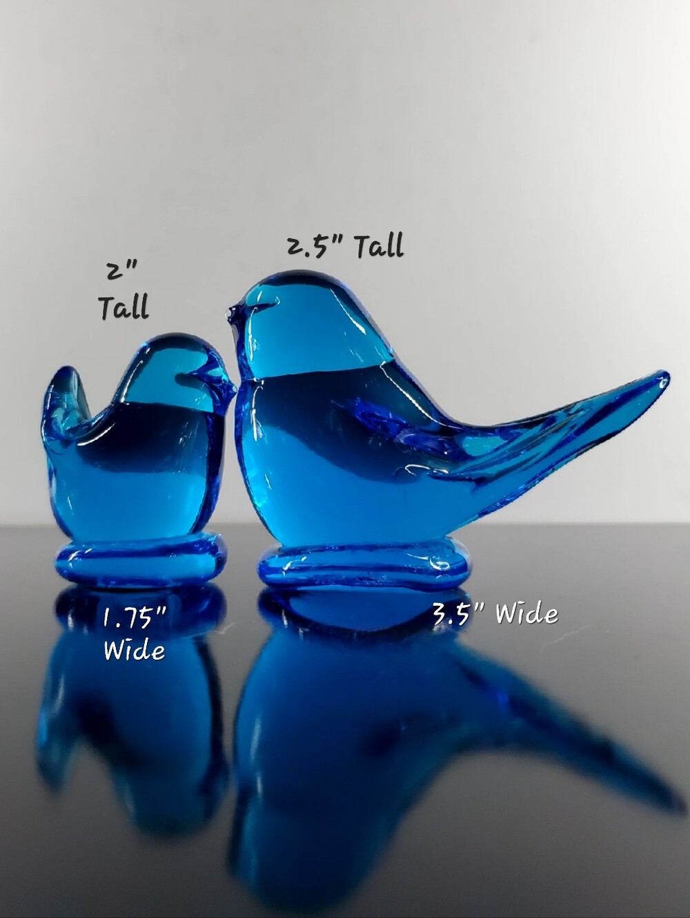 1990 Bluebirds Of Happiness Glass Art Sculptures by Leo Ward - Picture 2 of 12